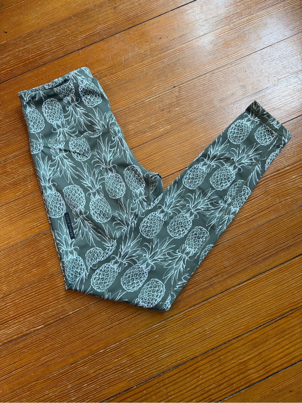 Love Fitness Olive Green pineapple legging, size medium
